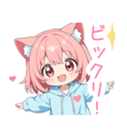 猫耳パーカーの女の子スタンプ（彩）（個別スタンプ：30）