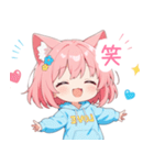 猫耳パーカーの女の子スタンプ（彩）（個別スタンプ：32）