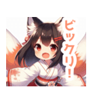 巫女服の黒髪の狐の女の子スタンプ（個別スタンプ：20）