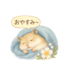 ふんわりハムスターと季節の花（個別スタンプ：5）