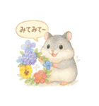 ふんわりハムスターと季節の花（個別スタンプ：6）