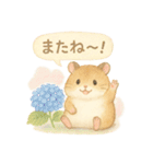 ふんわりハムスターと季節の花（個別スタンプ：18）