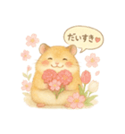 ふんわりハムスターと季節の花（個別スタンプ：40）