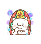 ホワイトキャットの梅雨気分スタンプ（個別スタンプ：1）
