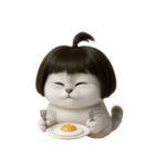 かわいい子猫のお団子ヘア （NT）（個別スタンプ：5）