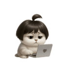 かわいい子猫のお団子ヘア （NT）（個別スタンプ：35）