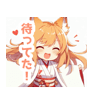狐耳の巫女服の女の子スタンプ（個別スタンプ：35）