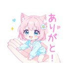 ピンク猫耳パーカーの女の子スタンプ（個別スタンプ：10）
