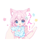 ピンク猫耳パーカーの女の子スタンプ（個別スタンプ：22）
