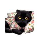花柄シャツを着た黒猫 （NT） v.3（個別スタンプ：5）