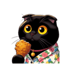 花柄シャツを着た黒猫 （NT） v.3（個別スタンプ：8）