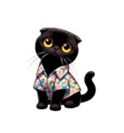 花柄シャツを着た黒猫 （NT） v.3（個別スタンプ：11）