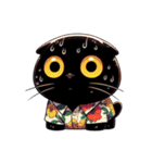 花柄シャツを着た黒猫 （NT） v.3（個別スタンプ：15）
