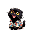 花柄シャツを着た黒猫 （NT） v.3（個別スタンプ：18）