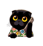 花柄シャツを着た黒猫 （NT） v.3（個別スタンプ：19）