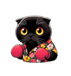 花柄シャツを着た黒猫 （NT） v.3（個別スタンプ：23）