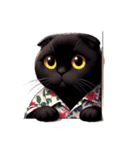 花柄シャツを着た黒猫 （NT） v.3（個別スタンプ：25）