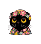 花柄シャツを着た黒猫 （NT） v.3（個別スタンプ：26）