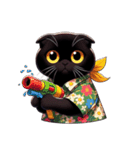 花柄シャツを着た黒猫 （NT） v.3（個別スタンプ：27）