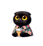 花柄シャツを着た黒猫 （NT） v.3（個別スタンプ：29）
