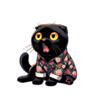 花柄シャツを着た黒猫 （NT） v.3（個別スタンプ：33）