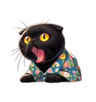 花柄シャツを着た黒猫 （NT） v.3（個別スタンプ：36）