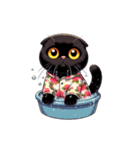 花柄シャツを着た黒猫 （NT） v.3（個別スタンプ：37）
