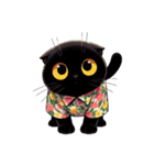 花柄シャツを着た黒猫 （NT） v.3（個別スタンプ：38）