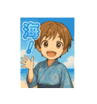 可愛い浴衣男子ずっと使える夏スタンプ（個別スタンプ：8）