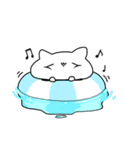 【夏】なんだかゆるいシロネコ（個別スタンプ：2）
