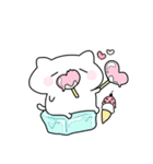 【夏】なんだかゆるいシロネコ（個別スタンプ：9）