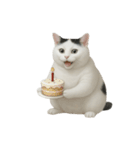 白い猫はとても太っています （NT）（個別スタンプ：21）