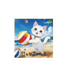 夏、白猫日和（個別スタンプ：40）