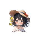夏の麦わら帽子ガール（個別スタンプ：2）