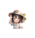 夏の麦わら帽子ガール（個別スタンプ：3）