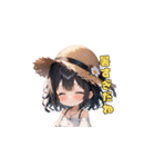 夏の麦わら帽子ガール（個別スタンプ：5）