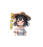 夏の麦わら帽子ガール（個別スタンプ：6）