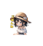 夏の麦わら帽子ガール（個別スタンプ：7）