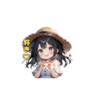 夏の麦わら帽子ガール（個別スタンプ：10）