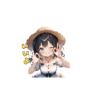 夏の麦わら帽子ガール（個別スタンプ：11）