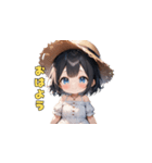 夏の麦わら帽子ガール（個別スタンプ：14）