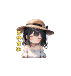 夏の麦わら帽子ガール（個別スタンプ：15）