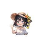 夏の麦わら帽子ガール（個別スタンプ：16）