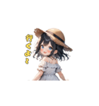 夏の麦わら帽子ガール（個別スタンプ：19）