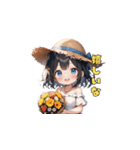 夏の麦わら帽子ガール（個別スタンプ：22）