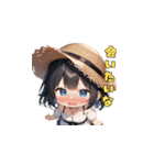 夏の麦わら帽子ガール（個別スタンプ：23）