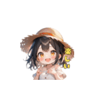 夏の麦わら帽子ガール（個別スタンプ：24）