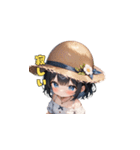 夏の麦わら帽子ガール（個別スタンプ：26）