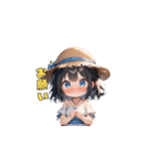 夏の麦わら帽子ガール（個別スタンプ：33）