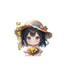 夏の麦わら帽子ガール（個別スタンプ：34）